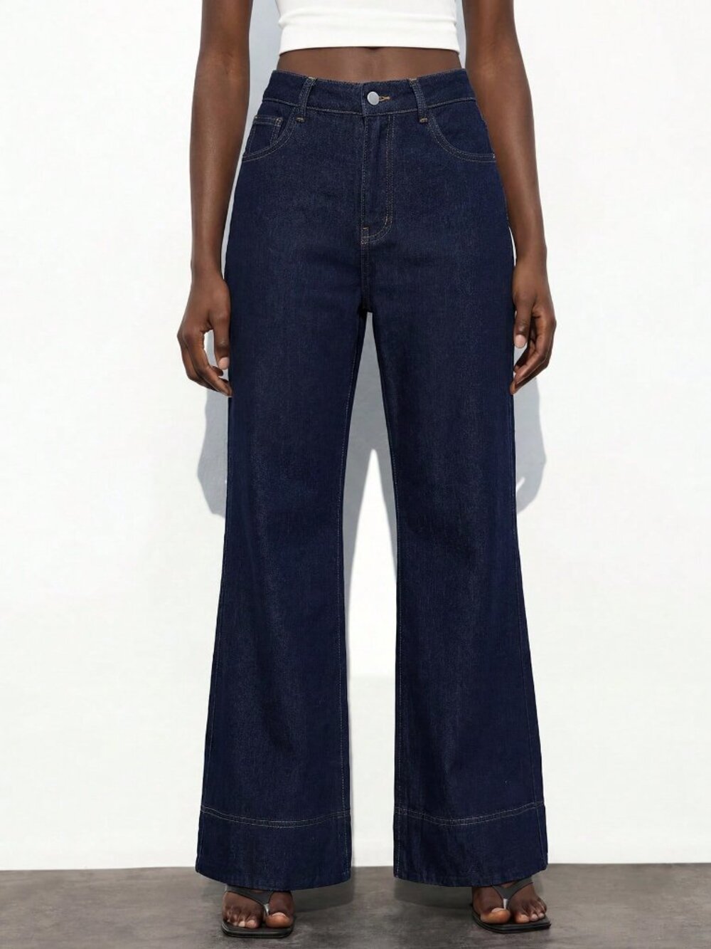 Blue Casual Women's Straight Leg Loose Denim Jeans - Picture 3 of 5
